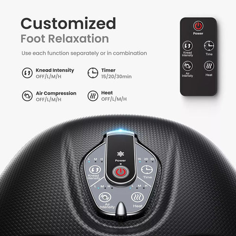 Heated Shiatsu Foot Massager with Air Compression and Adjustable Heat