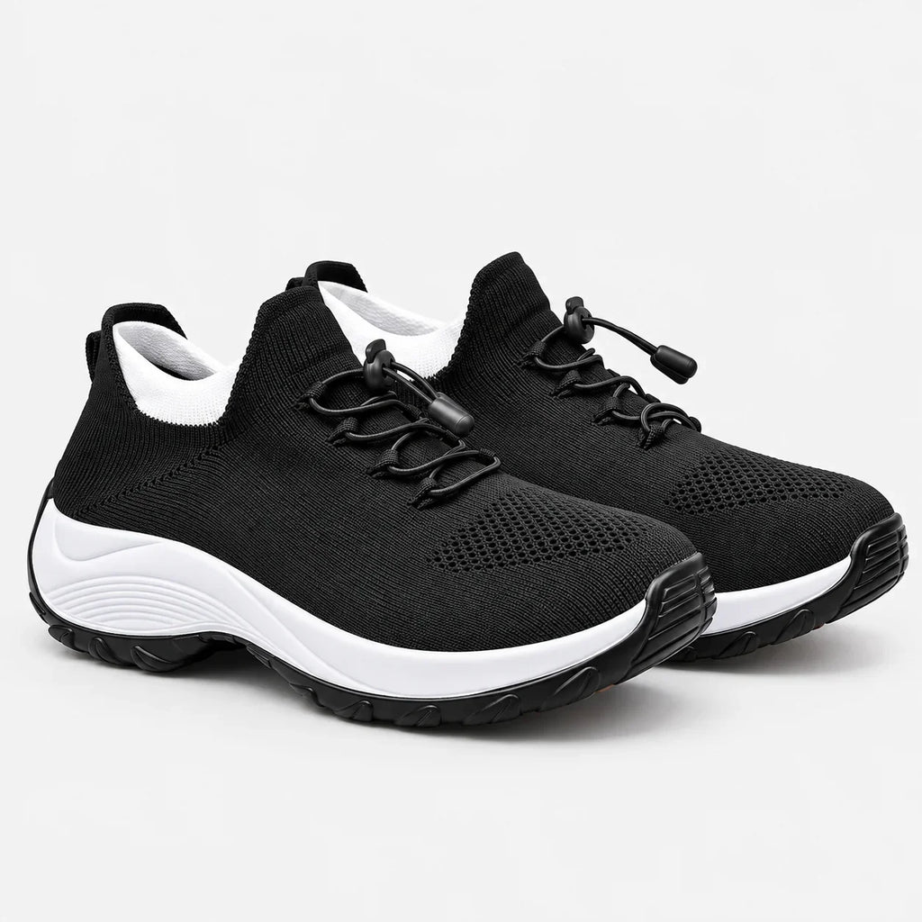 Women's Wide Toe Box Cushioned Walking Shoes – Quick Lace Sneakers