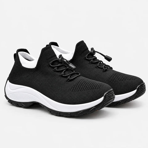 Women's Wide Toe Box Cushioned Walking Shoes – Quick Lace Sneakers