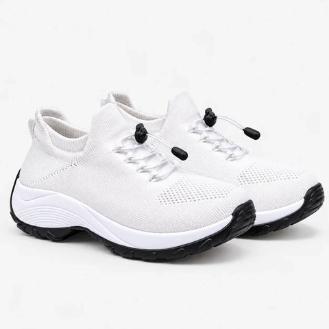 Women's Wide Toe Box Cushioned Walking Shoes – Quick Lace Sneakers