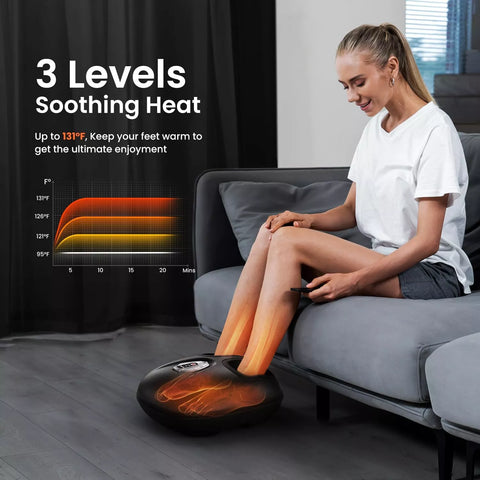 Heated Shiatsu Foot Massager with Air Compression and Adjustable Heat